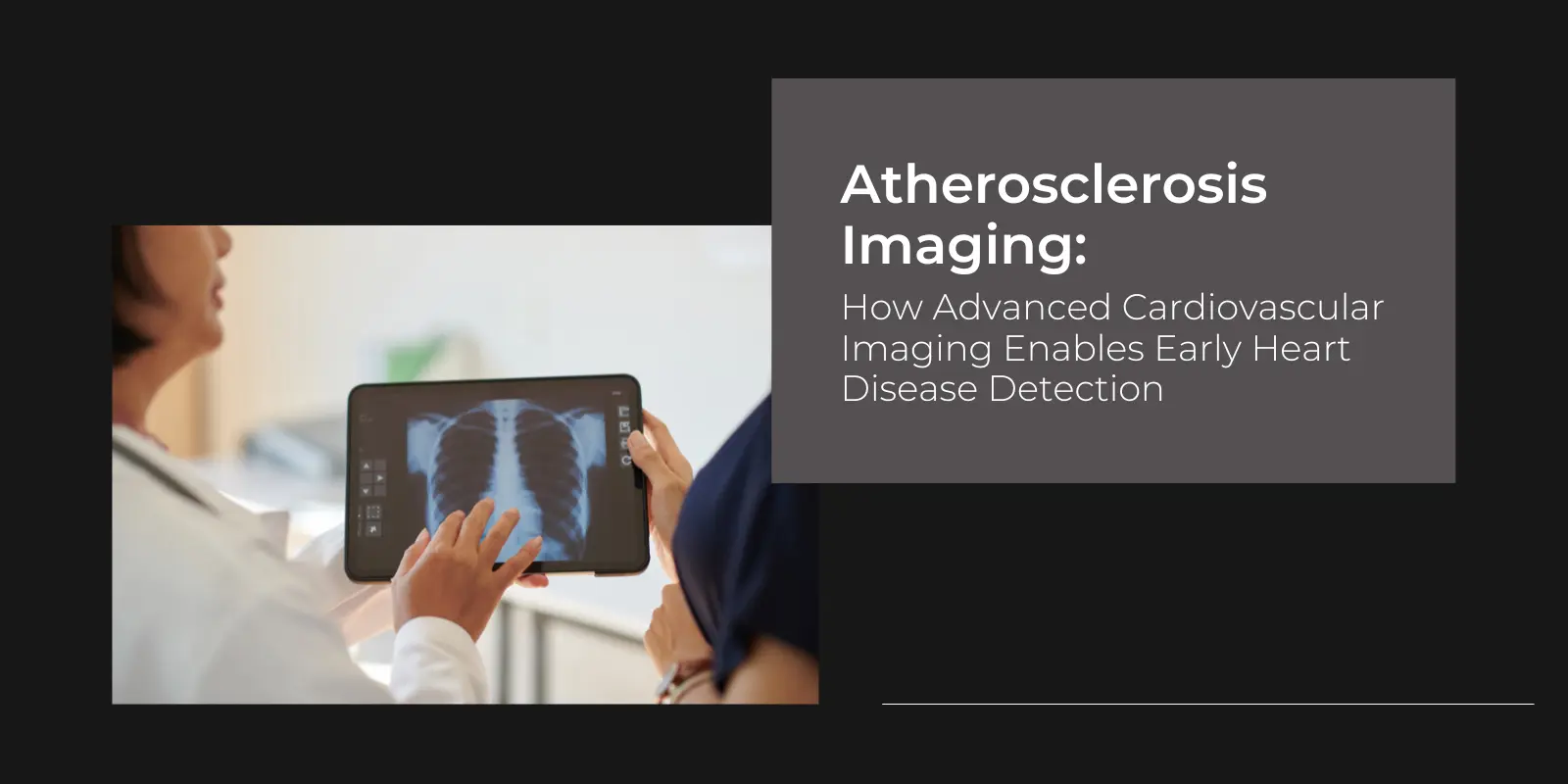 Doctor explaining atherosclerosis findings to a patient using advanced cardiovascular imaging displayed on a digital screen.