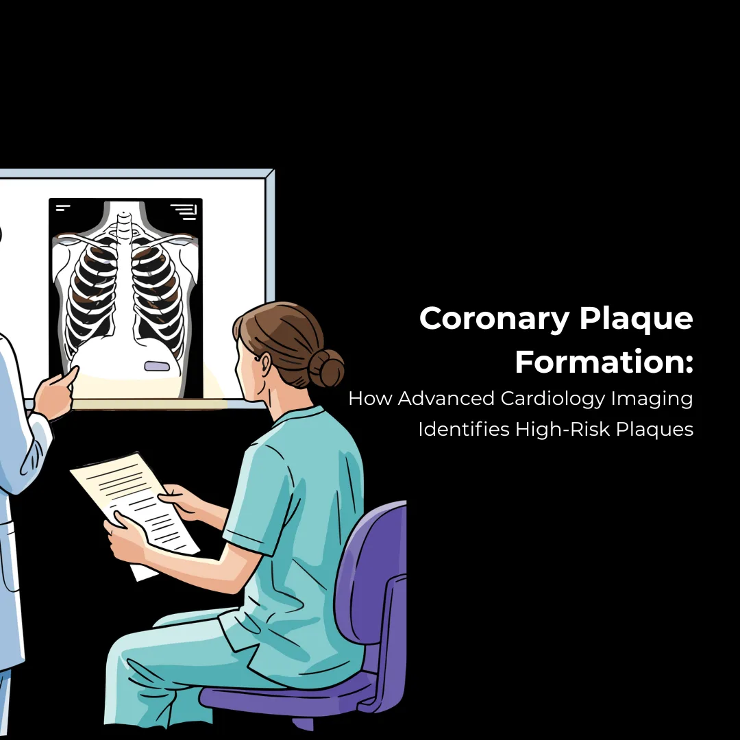 Doctor reviewing cardiac scan with patient using cardiology imaging for accurate plaque detection