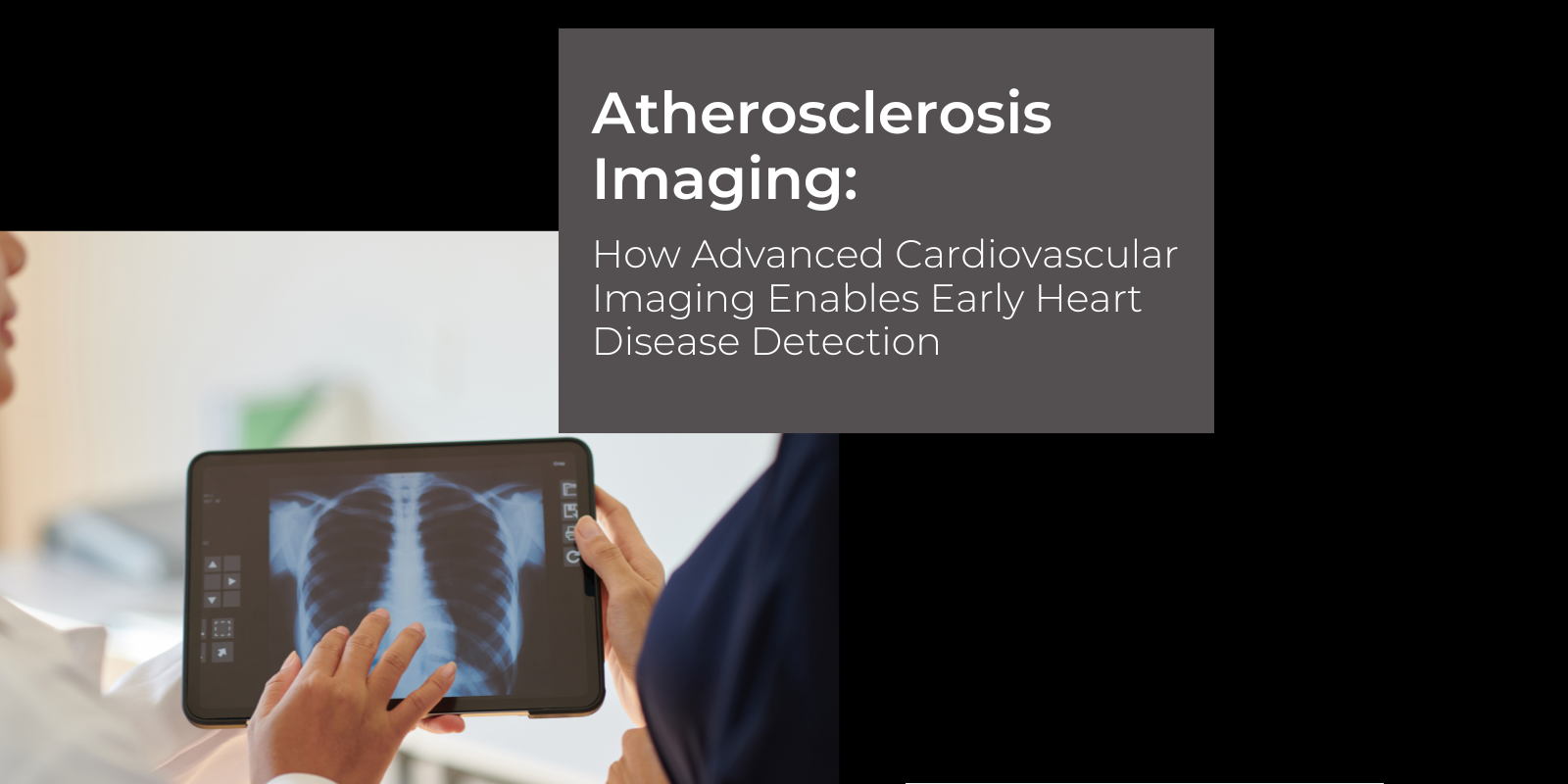 Doctor explaining atherosclerosis findings to a patient using advanced cardiovascular imaging displayed on a digital screen.