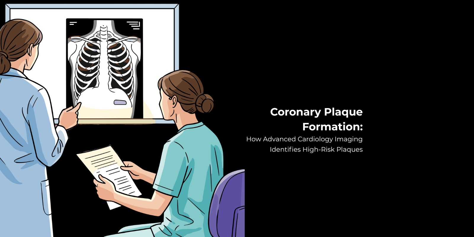 Doctor reviewing cardiac scan with patient using cardiology imaging for accurate plaque detection