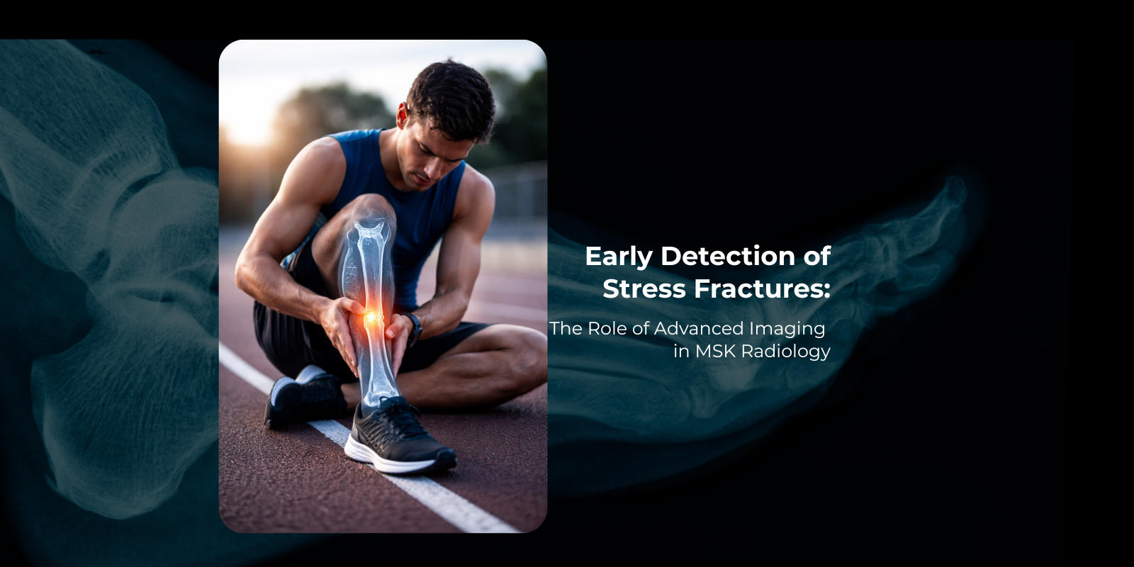 Injured athlete holding his leg, highlighting Musculoskeletal Service for early stress fracture detection.