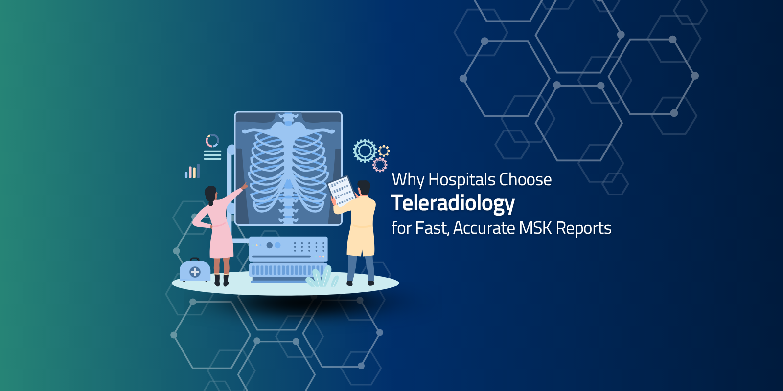 Two teleradiologists reviewing an MSK X-ray, illustrating efficient Teleradiology Outsourcing.