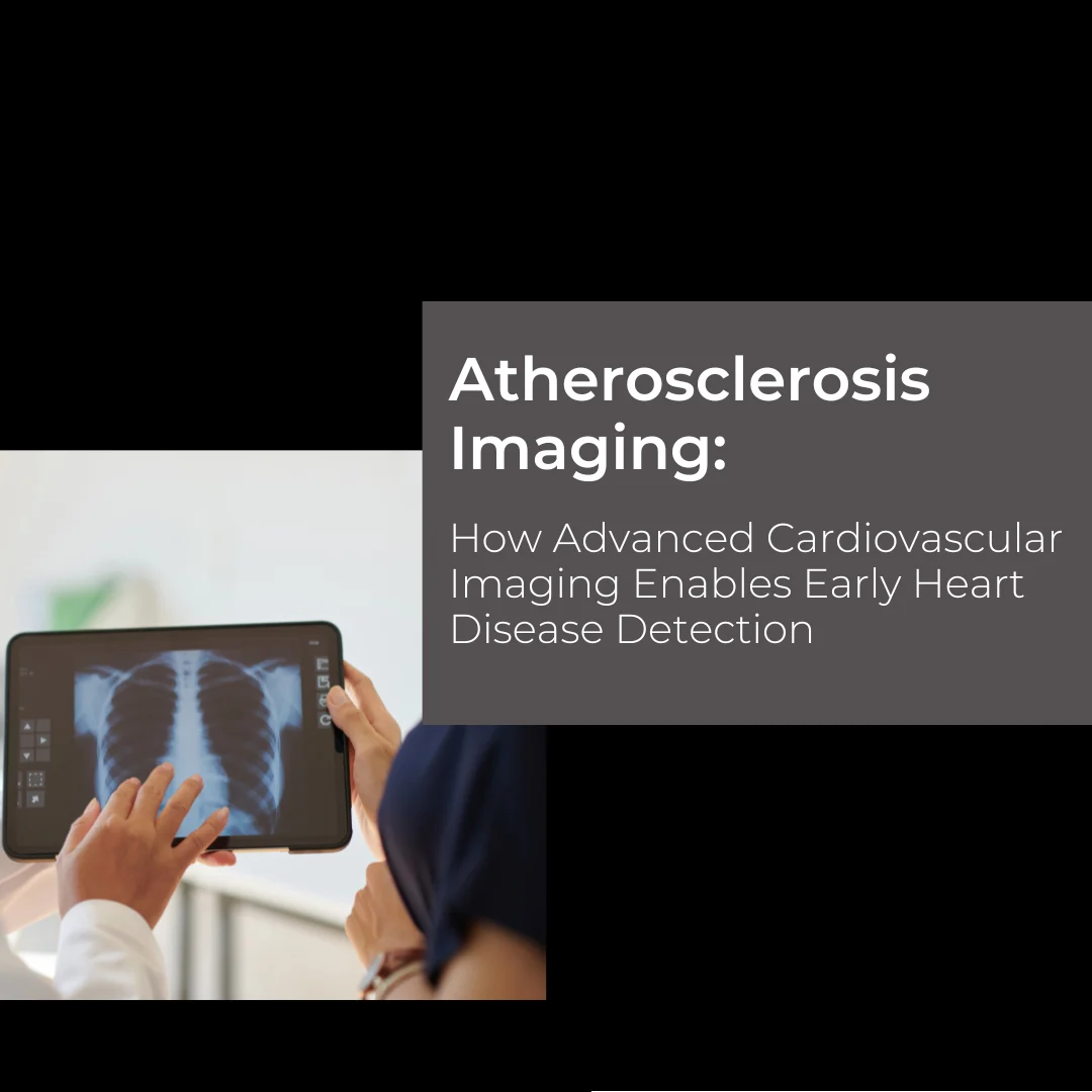 Doctor explaining atherosclerosis findings to a patient using advanced cardiovascular imaging displayed on a digital screen.