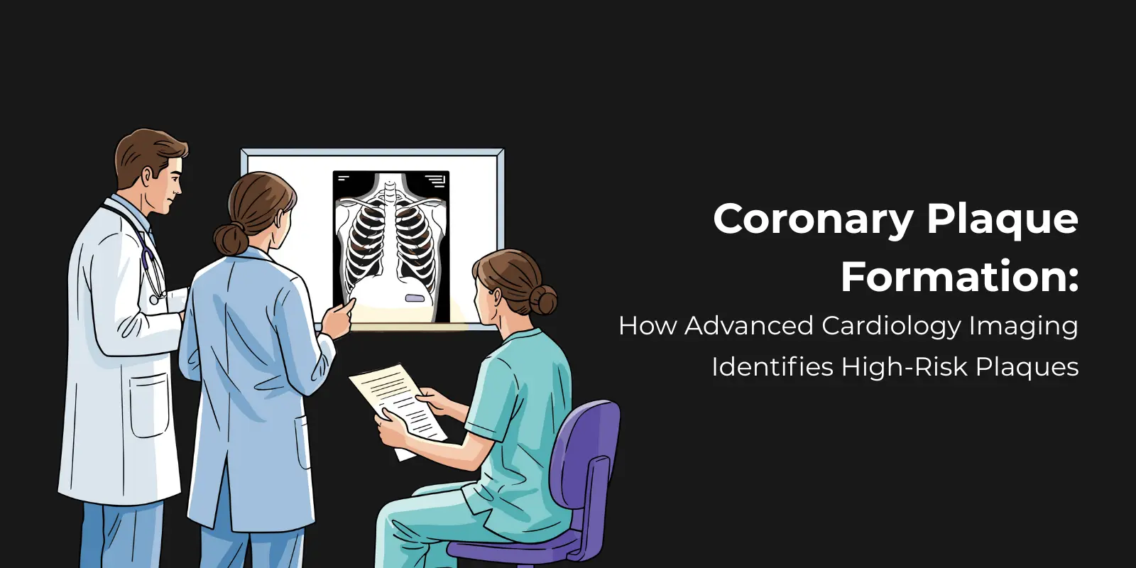 Doctor reviewing cardiac scan with patient using cardiology imaging for accurate plaque detection