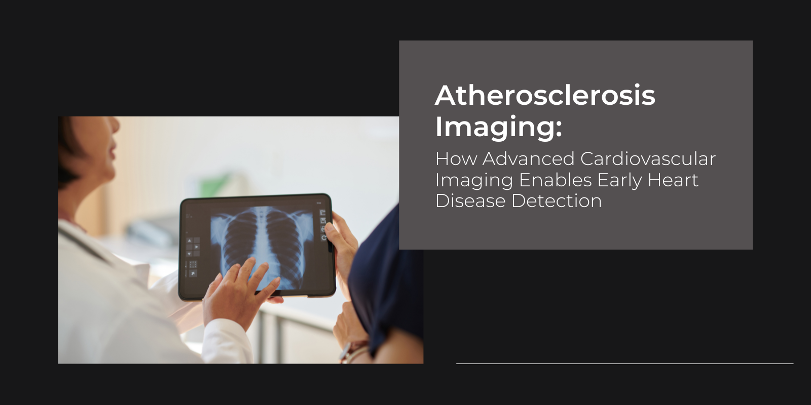 Doctor explaining atherosclerosis findings to a patient using advanced cardiovascular imaging displayed on a digital screen.