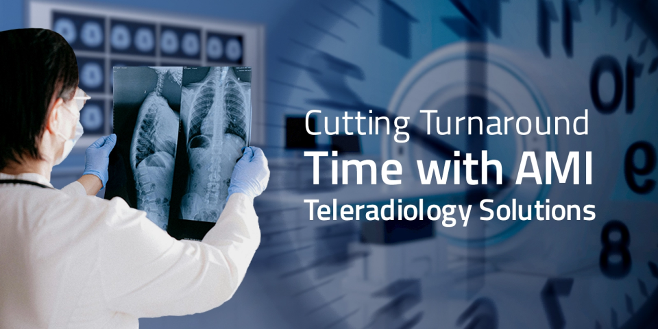 Doctor reviewing X-ray with AMI Teleradiology Solutions for faster turnaround time.